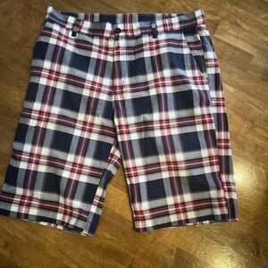 men's plaid Bermuda shorts preppy coastal skater breathable cotton bend 36